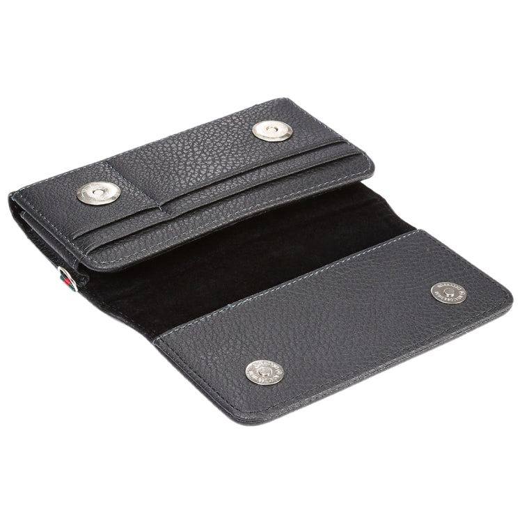 Universal Litchi Texture Vertical Flip Thwartwise PU Leather Case / Waist Bag with Back Splint & Card Slots & 15cm Lanyard for iPhone X  & Galaxy S7 & S6 Edge & S6, Huawei P9 & P9 Lite, Sony Xperia Z5, Xiaomi Redmi 4, Size: 14.6 x 7.8 x 1.8 cm