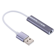 Load image into Gallery viewer, Aluminum Shell 3.5mm Jack External USB Sound Card HIFI Magic Voice 7.1 Channel Adapter Free Drive for Computer, Desktop, Speakers, Headset, USB Port Grey, USB Port Silver, USB Port Black