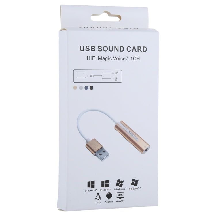 Aluminum Shell 3.5mm Jack External USB Sound Card HIFI Magic Voice 7.1 Channel Adapter Free Drive for Computer, Desktop, Speakers, Headset, USB Port Grey, USB Port Silver, USB Port Black
