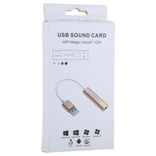Load image into Gallery viewer, Aluminum Shell 3.5mm Jack External USB Sound Card HIFI Magic Voice 7.1 Channel Adapter Free Drive for Computer, Desktop, Speakers, Headset, USB Port Grey, USB Port Silver, USB Port Black