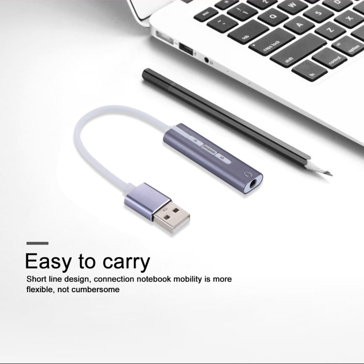Aluminum Shell 3.5mm Jack External USB Sound Card HIFI Magic Voice 7.1 Channel Adapter Free Drive for Computer, Desktop, Speakers, Headset, USB Port Grey, USB Port Silver, USB Port Black