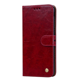 Business Style Oil Wax Texture Horizontal Flip Leather Case for Galaxy J4+, with Holder & Card Slots & Wallet, For Galaxy J4+