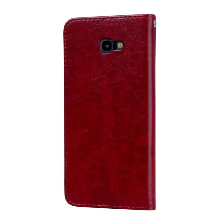 Business Style Oil Wax Texture Horizontal Flip Leather Case for Galaxy J4+, with Holder & Card Slots & Wallet, For Galaxy J4+