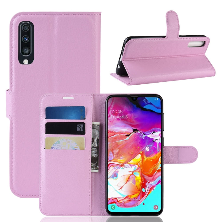 Litchi Texture Horizontal Flip Leather Case for Galaxy A70, with Wallet & Holder & Card Slots