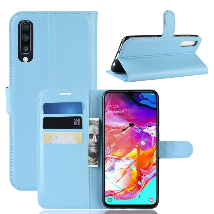 Litchi Texture Horizontal Flip Leather Case for Galaxy A70, with Wallet & Holder & Card Slots