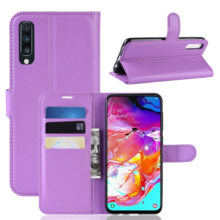 Litchi Texture Horizontal Flip Leather Case for Galaxy A70, with Wallet & Holder & Card Slots