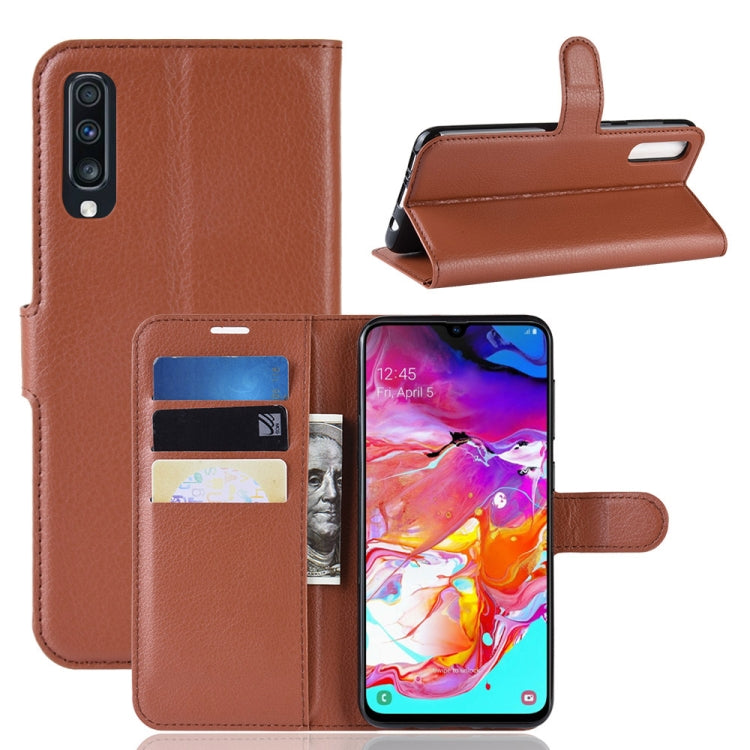 Litchi Texture Horizontal Flip Leather Case for Galaxy A70, with Wallet & Holder & Card Slots
