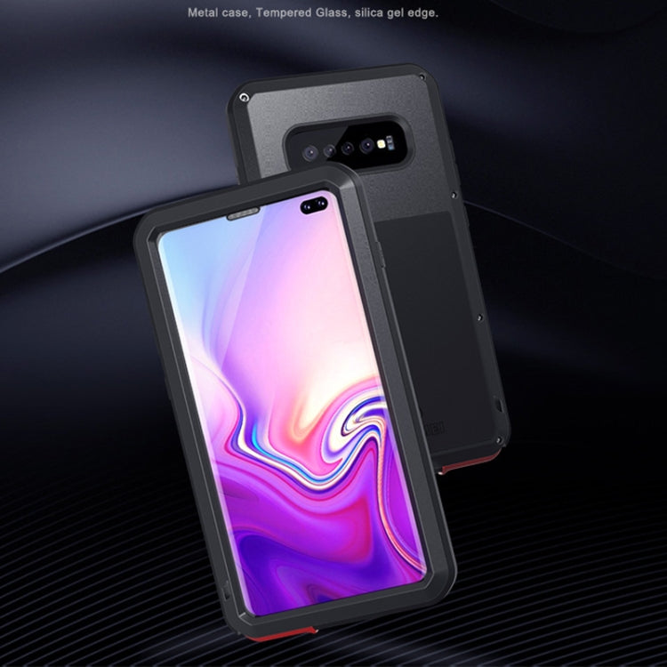LOVE MEI Powerful Dustproof Shockproof Splashproof Metal + Silicone Combination Case for Galaxy S10+