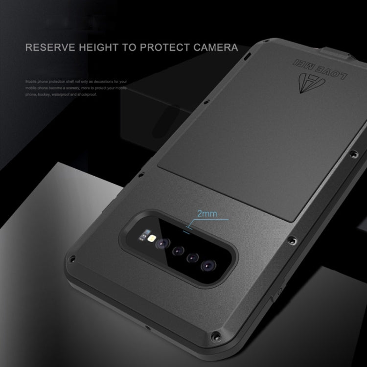 LOVE MEI Powerful Dustproof Shockproof Splashproof Metal + Silicone Combination Case for Galaxy S10+