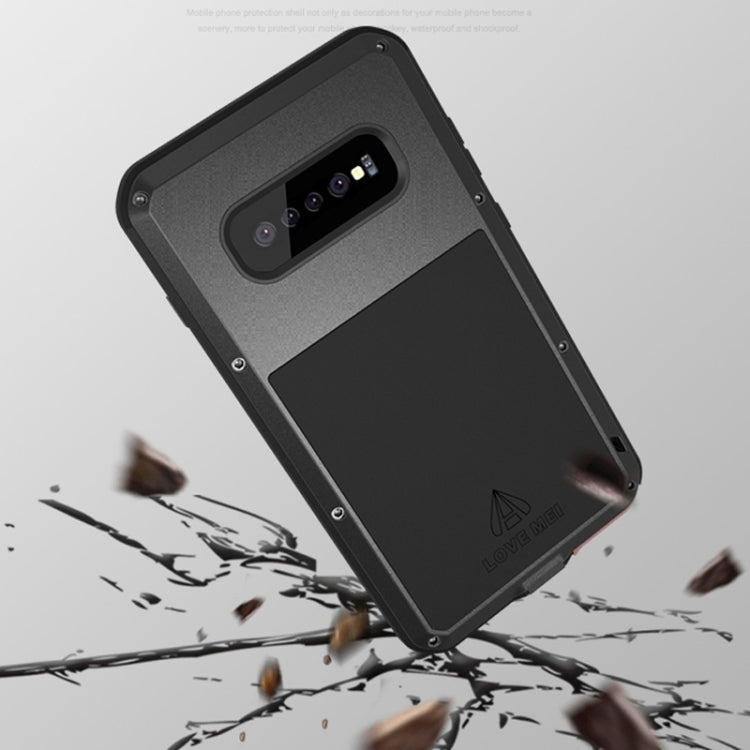 LOVE MEI Powerful Dustproof Shockproof Splashproof Metal + Silicone Combination Case for Galaxy S10+