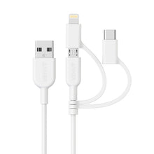 Load image into Gallery viewer, ANKER 3 in 1 8 Pin + Micro USB + USB-C / Type-C Interface MFI Certificated Data Cable