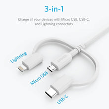 Load image into Gallery viewer, ANKER 3 in 1 8 Pin + Micro USB + USB-C / Type-C Interface MFI Certificated Data Cable