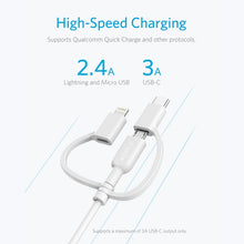Load image into Gallery viewer, ANKER 3 in 1 8 Pin + Micro USB + USB-C / Type-C Interface MFI Certificated Data Cable