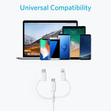 Load image into Gallery viewer, ANKER 3 in 1 8 Pin + Micro USB + USB-C / Type-C Interface MFI Certificated Data Cable