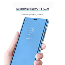 Load image into Gallery viewer, Mirror Clear View Horizontal Flip PU Smart Leather Case for Galaxy A7 (2018), with Holder