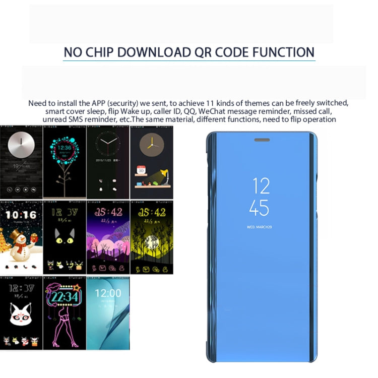 Mirror Clear View Horizontal Flip PU Smart Leather Case for Galaxy A7 (2018), with Holder