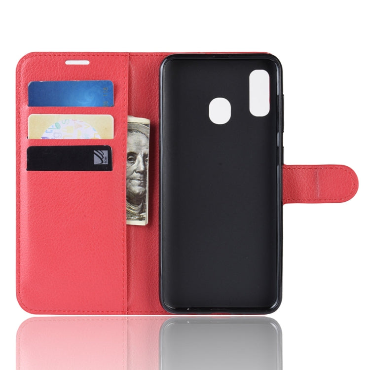 Litchi Texture Horizontal Flip Leather Case for Galaxy A20e, with Wallet & Holder & Card Slots