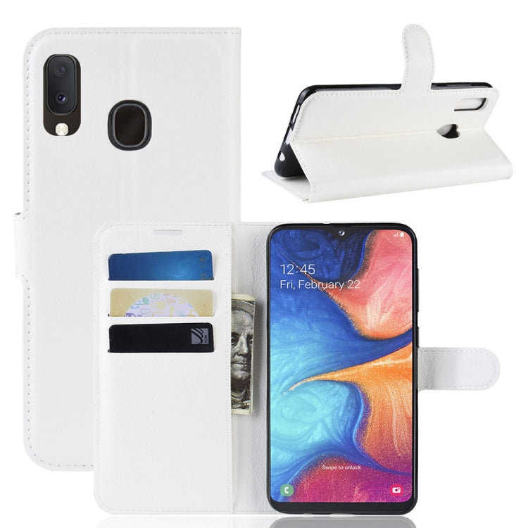 Litchi Texture Horizontal Flip Leather Case for Galaxy A20e, with Wallet & Holder & Card Slots