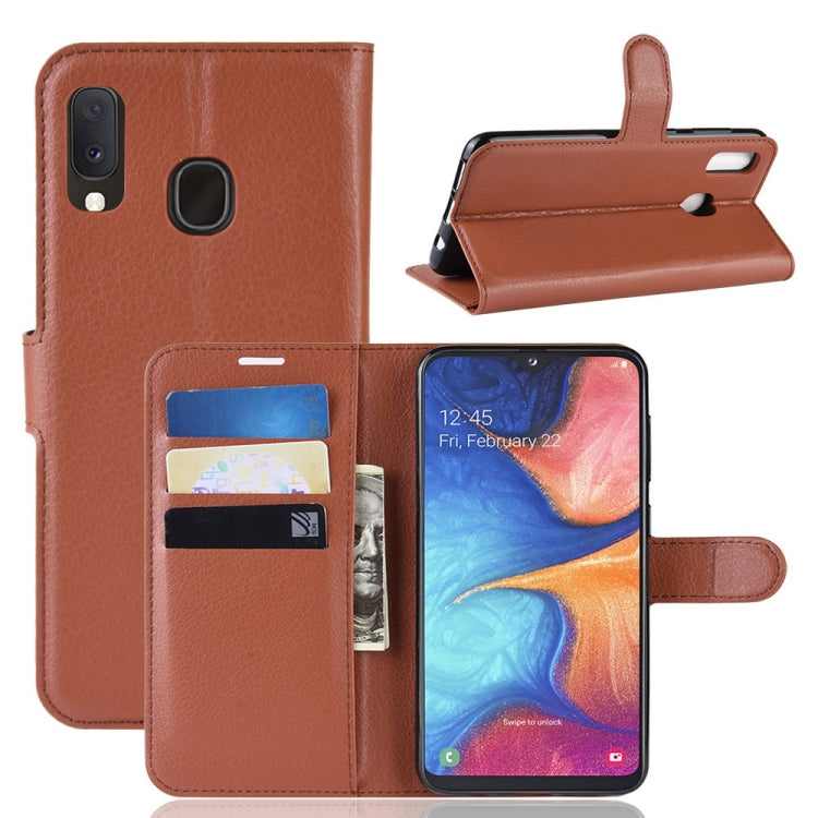 Litchi Texture Horizontal Flip Leather Case for Galaxy A20e, with Wallet & Holder & Card Slots