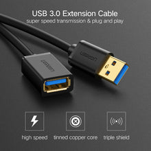 Load image into Gallery viewer, Ugreen 1.5m USB 3.0 Male to Female Data Sync Super Speed Transmission Extension Cord Cable, Length: 1.5m