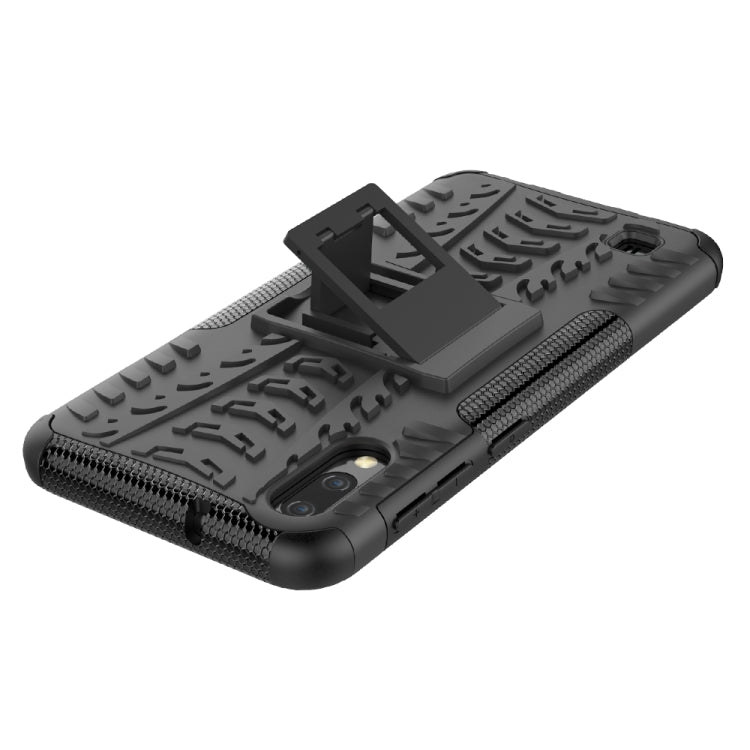 Shockproof  PC + TPU Tire Pattern Case for Galaxy M10, with Holder