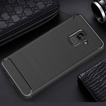 Load image into Gallery viewer, For Galaxy A8 (2018) Brushed Texture Carbon Fiber Shockproof TPU Protective Back Case