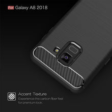 Load image into Gallery viewer, For Galaxy A8 (2018) Brushed Texture Carbon Fiber Shockproof TPU Protective Back Case