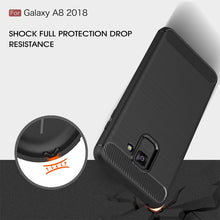 Load image into Gallery viewer, For Galaxy A8 (2018) Brushed Texture Carbon Fiber Shockproof TPU Protective Back Case