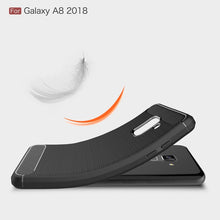 Load image into Gallery viewer, For Galaxy A8 (2018) Brushed Texture Carbon Fiber Shockproof TPU Protective Back Case