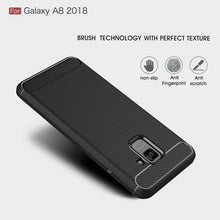 Load image into Gallery viewer, For Galaxy A8 (2018) Brushed Texture Carbon Fiber Shockproof TPU Protective Back Case