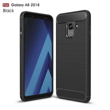 Load image into Gallery viewer, For Galaxy A8 (2018) Brushed Texture Carbon Fiber Shockproof TPU Protective Back Case