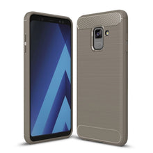 Load image into Gallery viewer, For Galaxy A8 (2018) Brushed Texture Carbon Fiber Shockproof TPU Protective Back Case