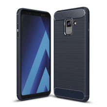Load image into Gallery viewer, For Galaxy A8 (2018) Brushed Texture Carbon Fiber Shockproof TPU Protective Back Case
