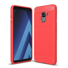 Load image into Gallery viewer, For Galaxy A8 (2018) Brushed Texture Carbon Fiber Shockproof TPU Protective Back Case