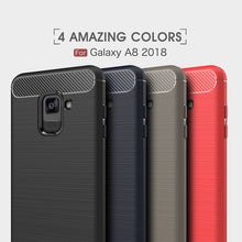 Load image into Gallery viewer, For Galaxy A8 (2018) Brushed Texture Carbon Fiber Shockproof TPU Protective Back Case