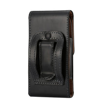 Load image into Gallery viewer, Men Glossy Texture Portable Mobile Phone Back Buckle Vertical Sleeve Waist Pack Leather Case for 6.3 Inch or Below Smartphones