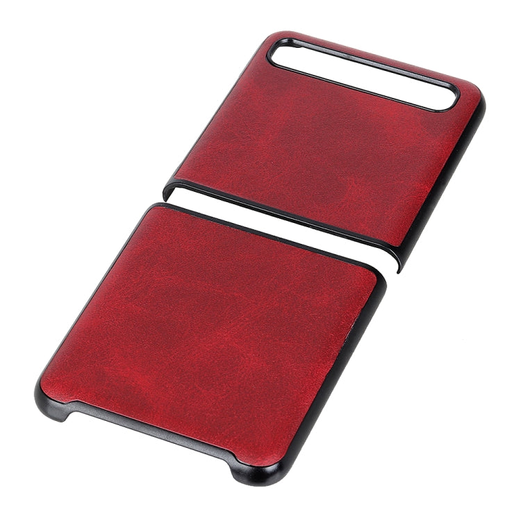 For Galaxy Z Flip Two-color Cow Leather Texture Folding Protective Case