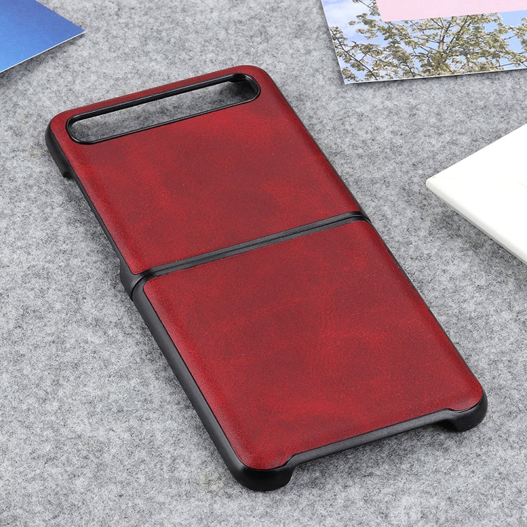 For Galaxy Z Flip Two-color Cow Leather Texture Folding Protective Case