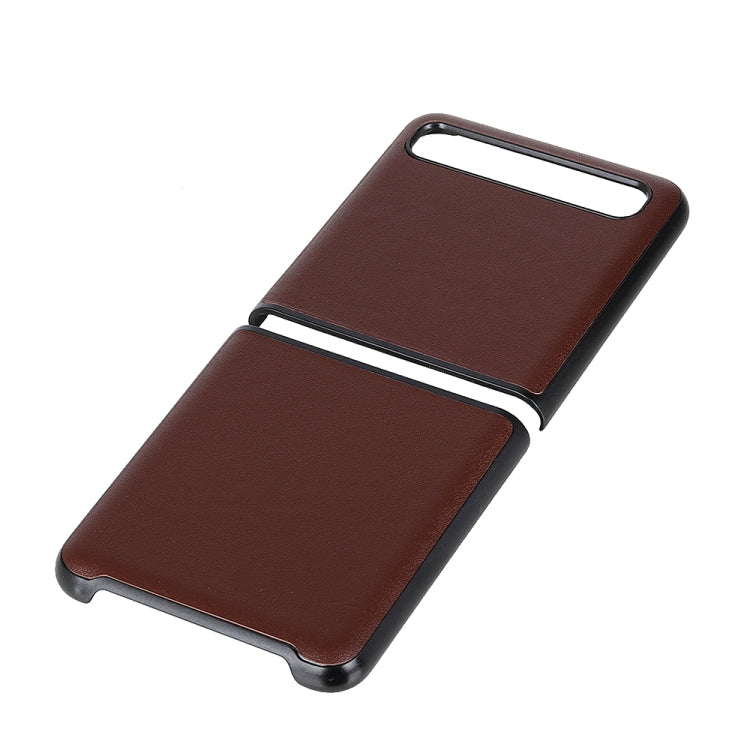For Galaxy Z Flip Genuine Leather Lambskin Texture Folding Protective Case