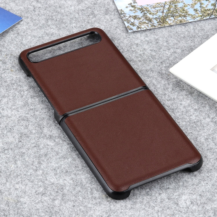 For Galaxy Z Flip Genuine Leather Lambskin Texture Folding Protective Case