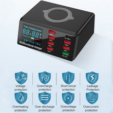 Load image into Gallery viewer, X9 9 in 1 QC 3.0 USB Interface + 6 USB Ports + PD 65W Ports + QI Wireless Fast Charging Multi-function Charger with LED Display