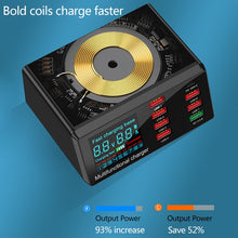 Load image into Gallery viewer, X9 9 in 1 QC 3.0 USB Interface + 6 USB Ports + PD 65W Ports + QI Wireless Fast Charging Multi-function Charger with LED Display