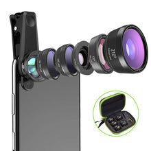 Load image into Gallery viewer, APEXEL APL-DG6V2 6 in 1 Universal External 2X Telephone+210 Degrees Fisheye+15X Macro+120 degree Wide-angle+CPL+Star Filter Lens