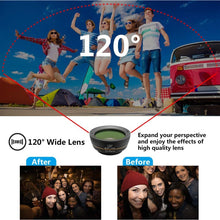 Load image into Gallery viewer, APEXEL APL-DG6V2 6 in 1 Universal External 2X Telephone+210 Degrees Fisheye+15X Macro+120 degree Wide-angle+CPL+Star Filter Lens