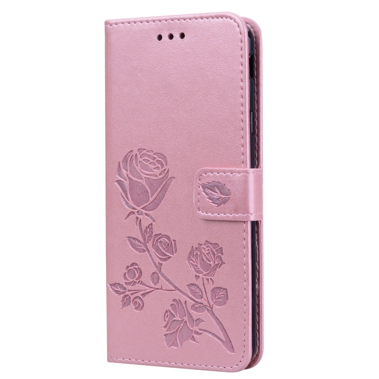 Rose Embossed Horizontal Flip PU Leather Case for Samsung Galaxy J4 Plus, with Holder & Card Slots & Wallet