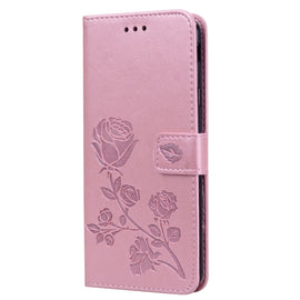 Rose Embossed Horizontal Flip PU Leather Case for Samsung Galaxy J4 Plus, with Holder & Card Slots & Wallet