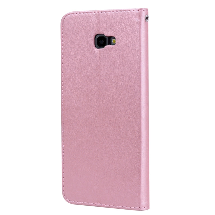 Rose Embossed Horizontal Flip PU Leather Case for Samsung Galaxy J4 Plus, with Holder & Card Slots & Wallet