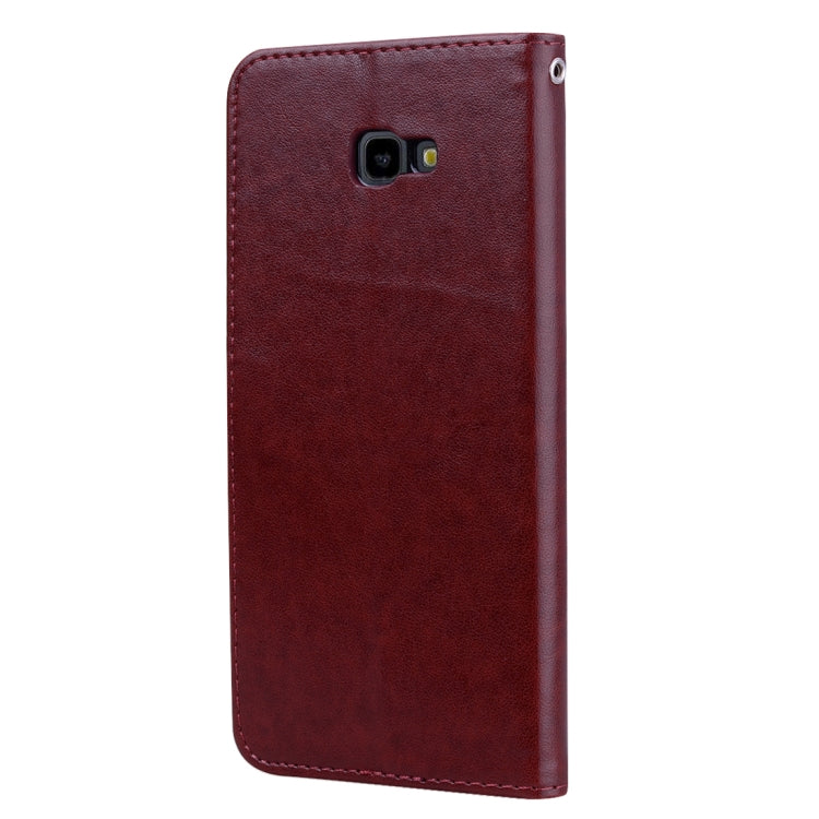 Rose Embossed Horizontal Flip PU Leather Case for Samsung Galaxy J4 Plus, with Holder & Card Slots & Wallet