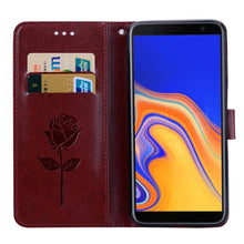Load image into Gallery viewer, Rose Embossed Horizontal Flip PU Leather Case for Samsung Galaxy J4 Plus, with Holder &amp; Card Slots &amp; Wallet