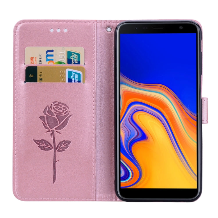 Rose Embossed Horizontal Flip PU Leather Case for Samsung Galaxy J6 Plus, with Holder & Card Slots & Wallet